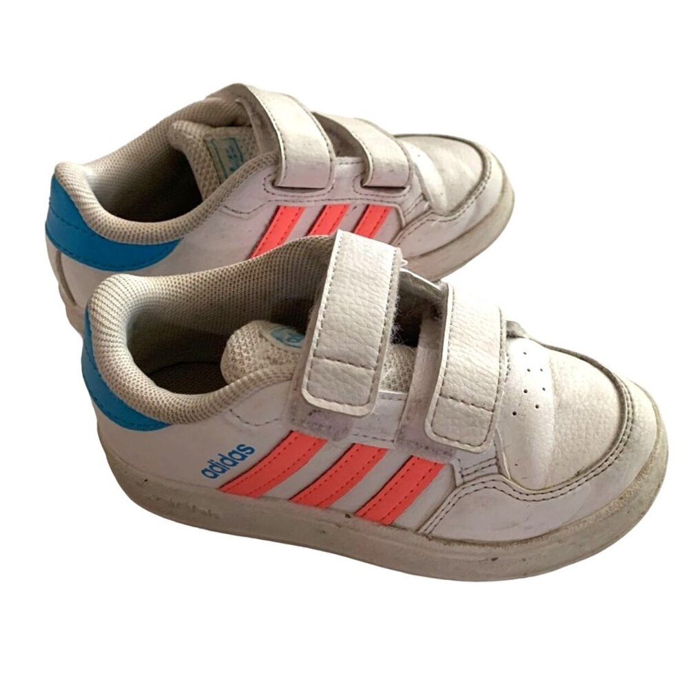 Adidas Infant Toddler Size 8K Art GY6019 Hook and Loop Pink Blue White 1293038-1